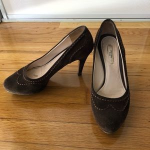 Prada Dark Brown Suede Heels